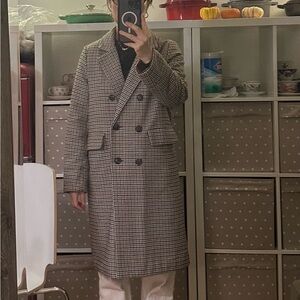 Checked wool coat
